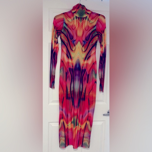 AFRM Sheer Multi Color Maxi Dress (with liner) WORN ONCE - Picture 1 of 5